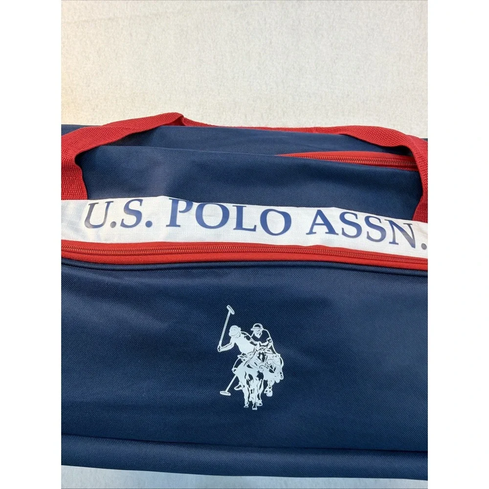 USPolo ASSN Red White And Blue Duffel‎ Bag With Wheels And Handle